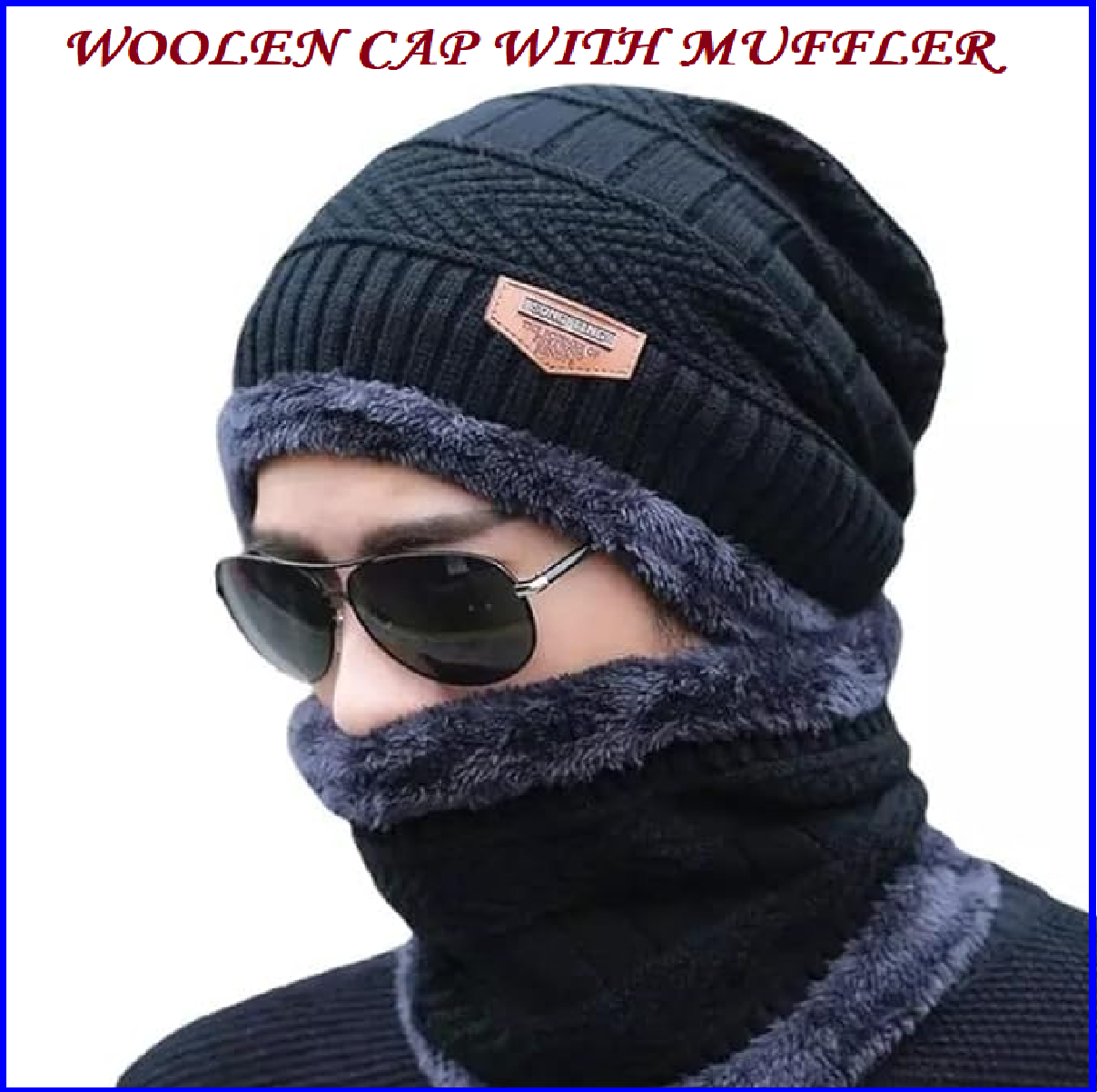 Woolen Cap & Muffler for Men & Women, Winter Cap,  Head & Neck Warmer,  1 Set